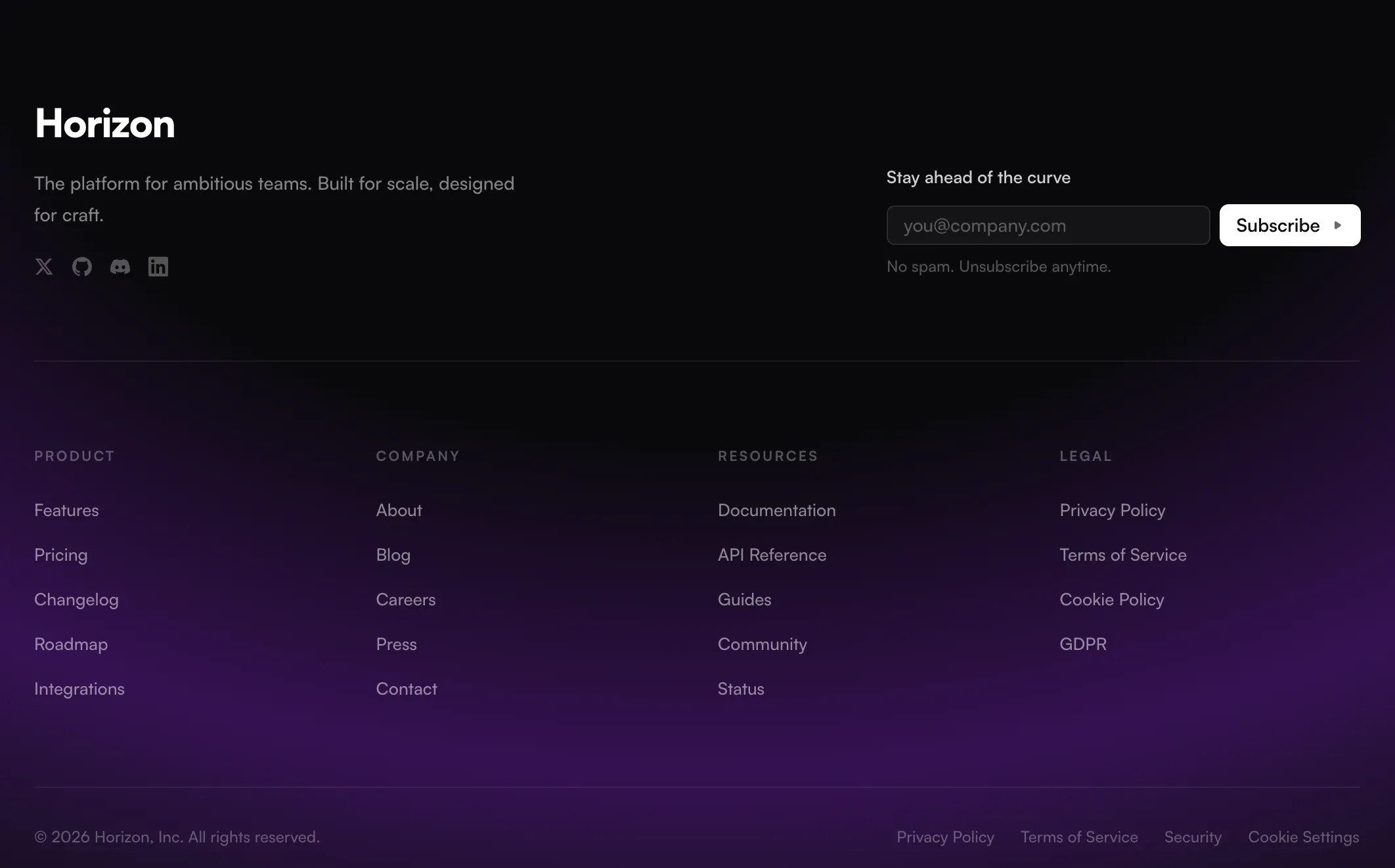 Horizon footer preview