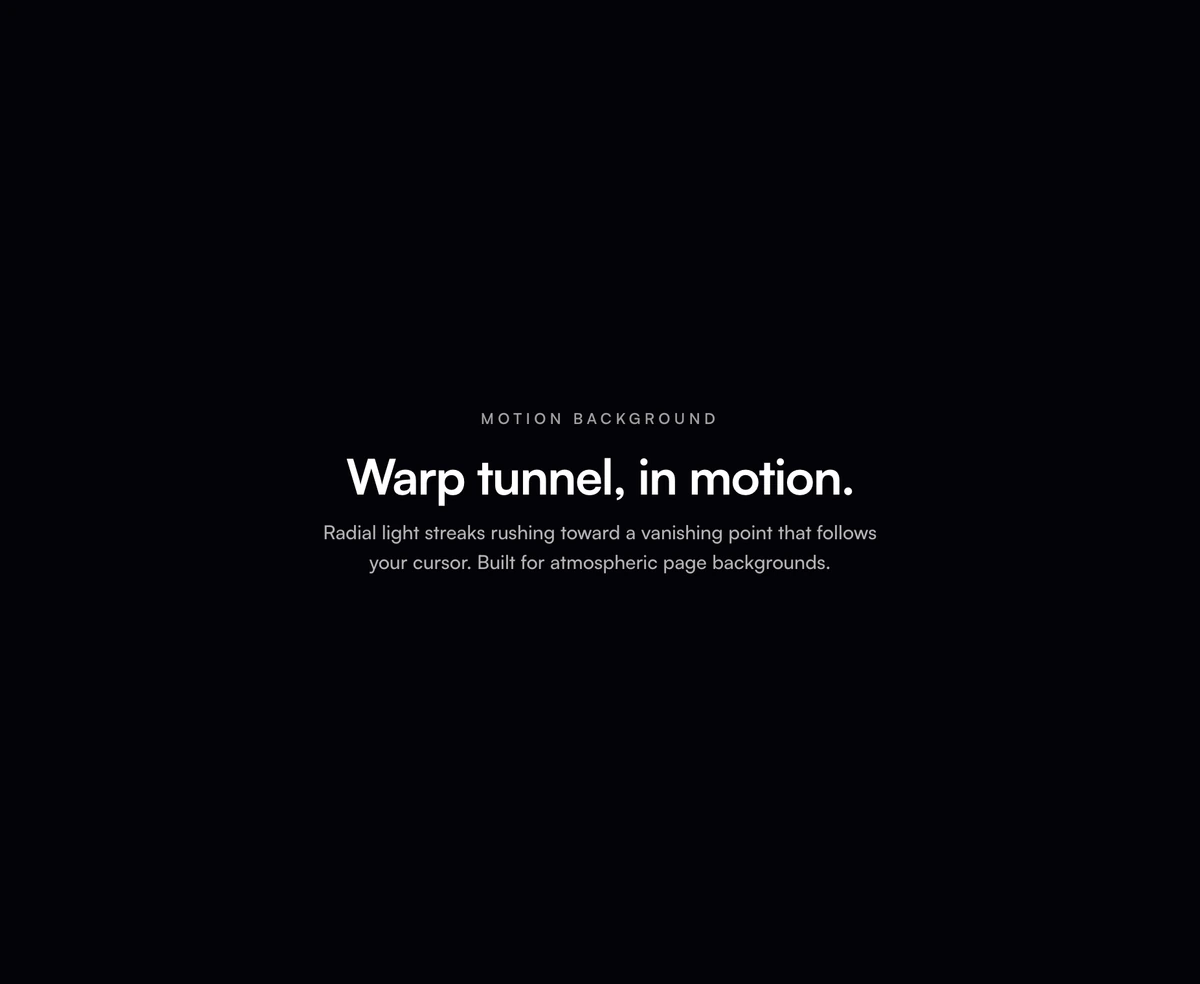 Animated Background With Warp Tunnel block preview