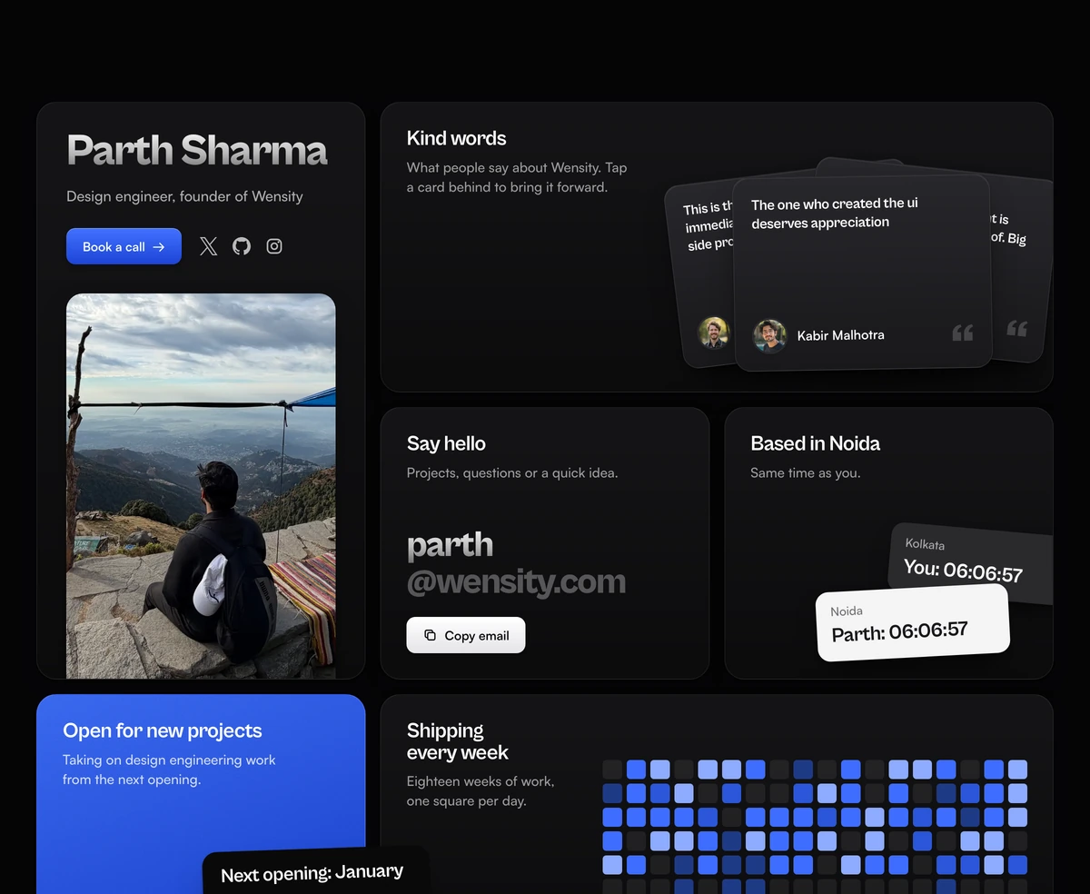 Bento Grid With Portfolio Profile block preview