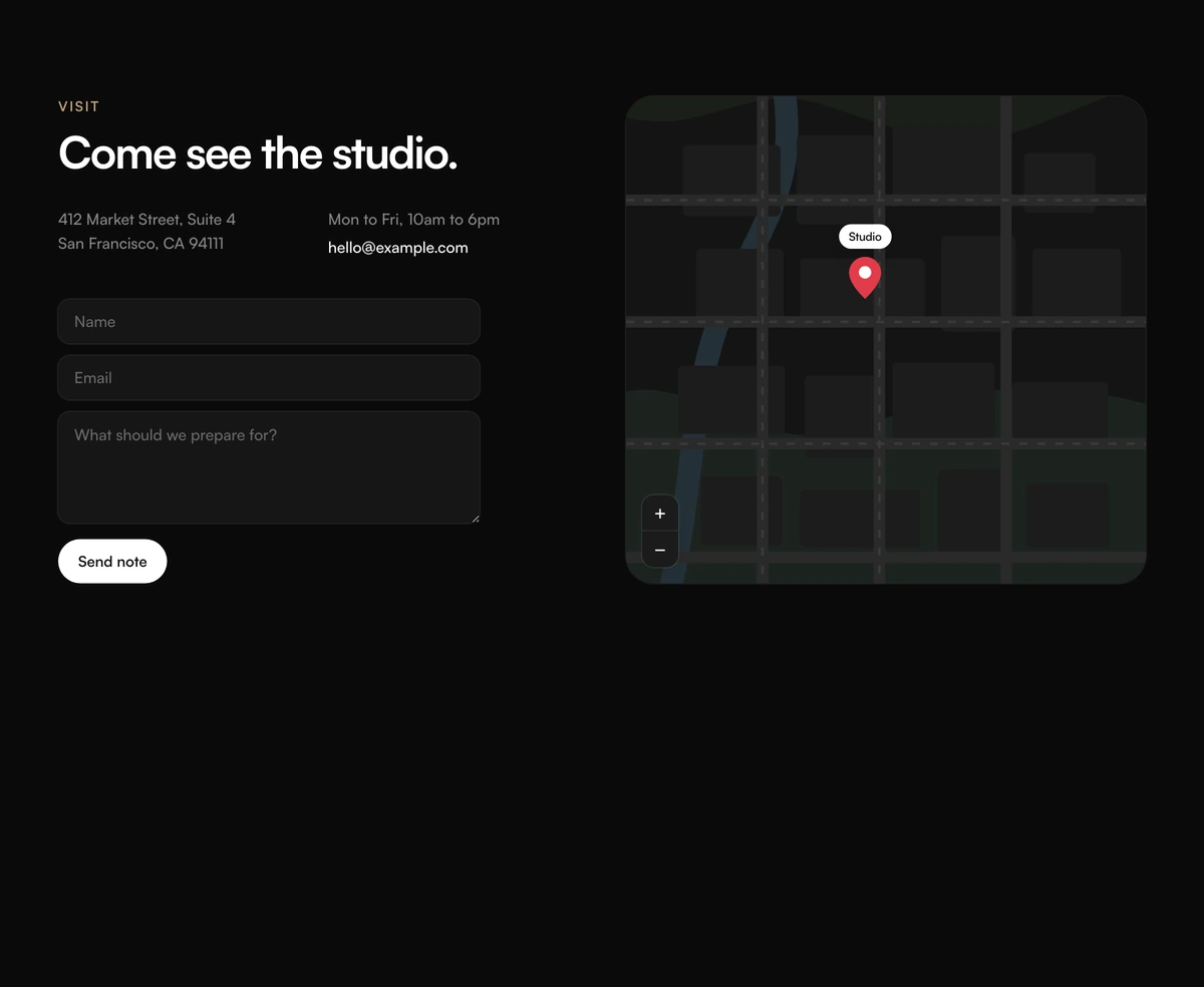 Contact Section With Map Preview block preview