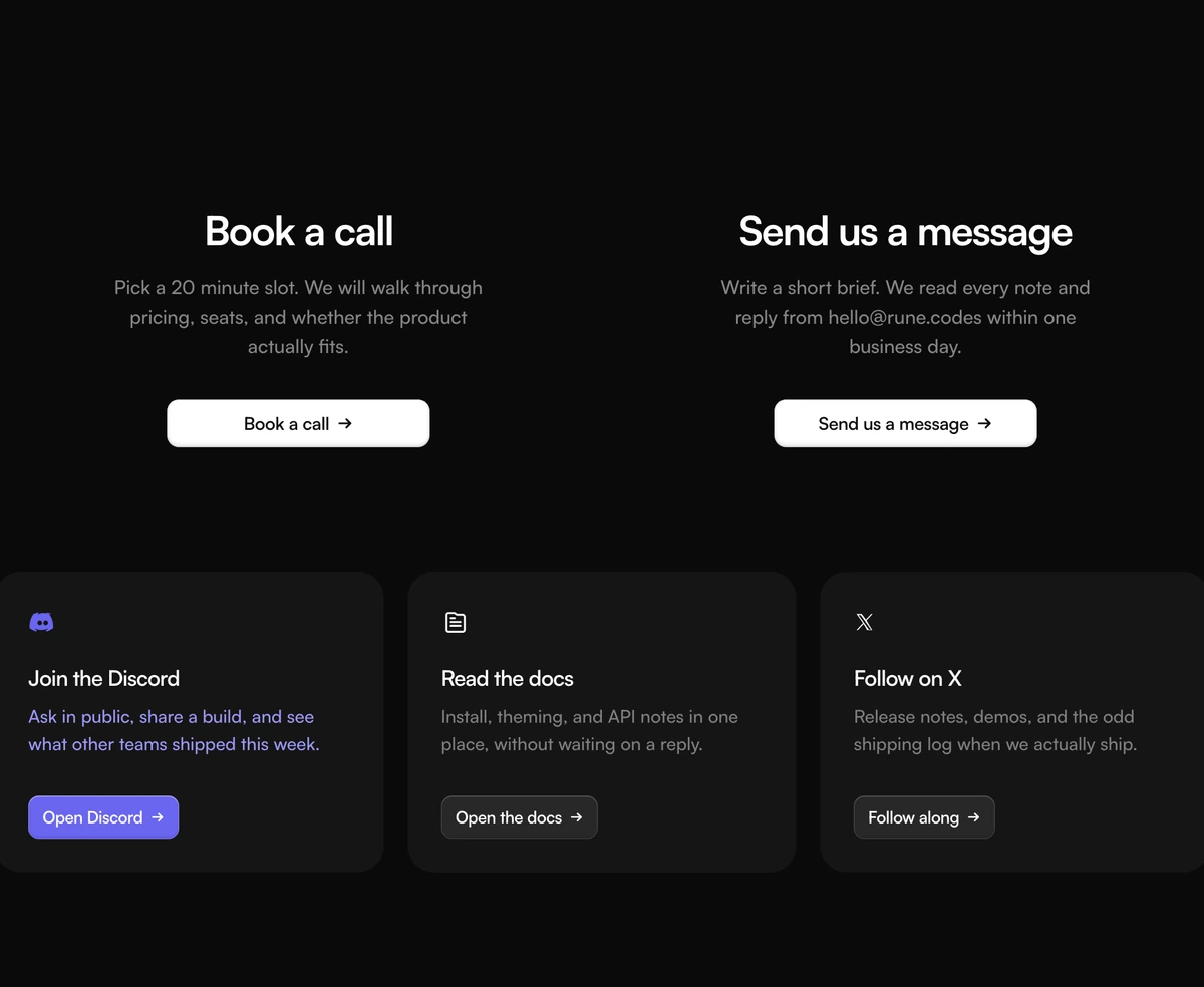 Contact Section With Split Support Grid block preview