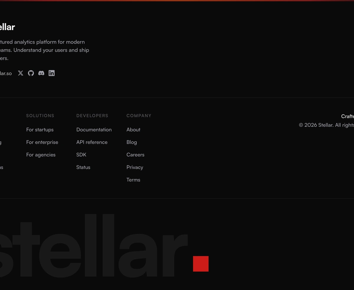 Footer With Four Column Links block preview