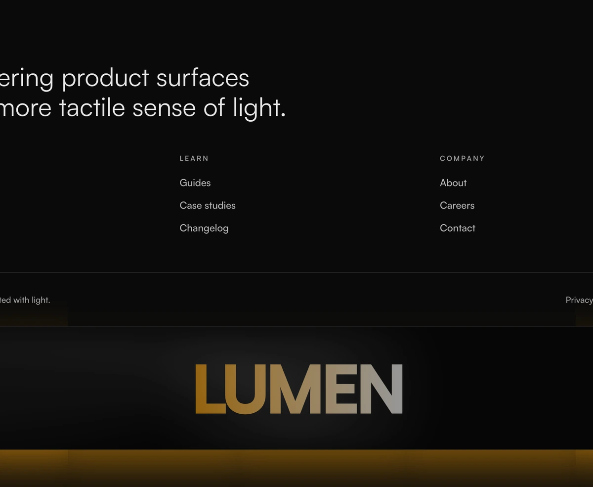 Footer With Glowing Wordmark block preview