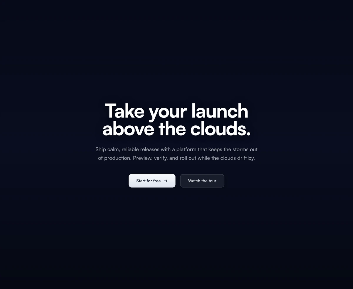 Hero Section With Animated Clouds block preview