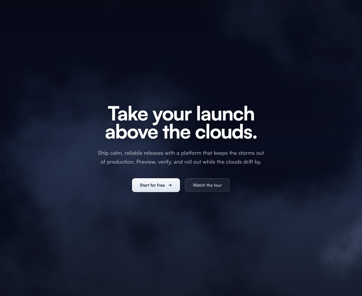 Hero Section With Animated Clouds block preview
