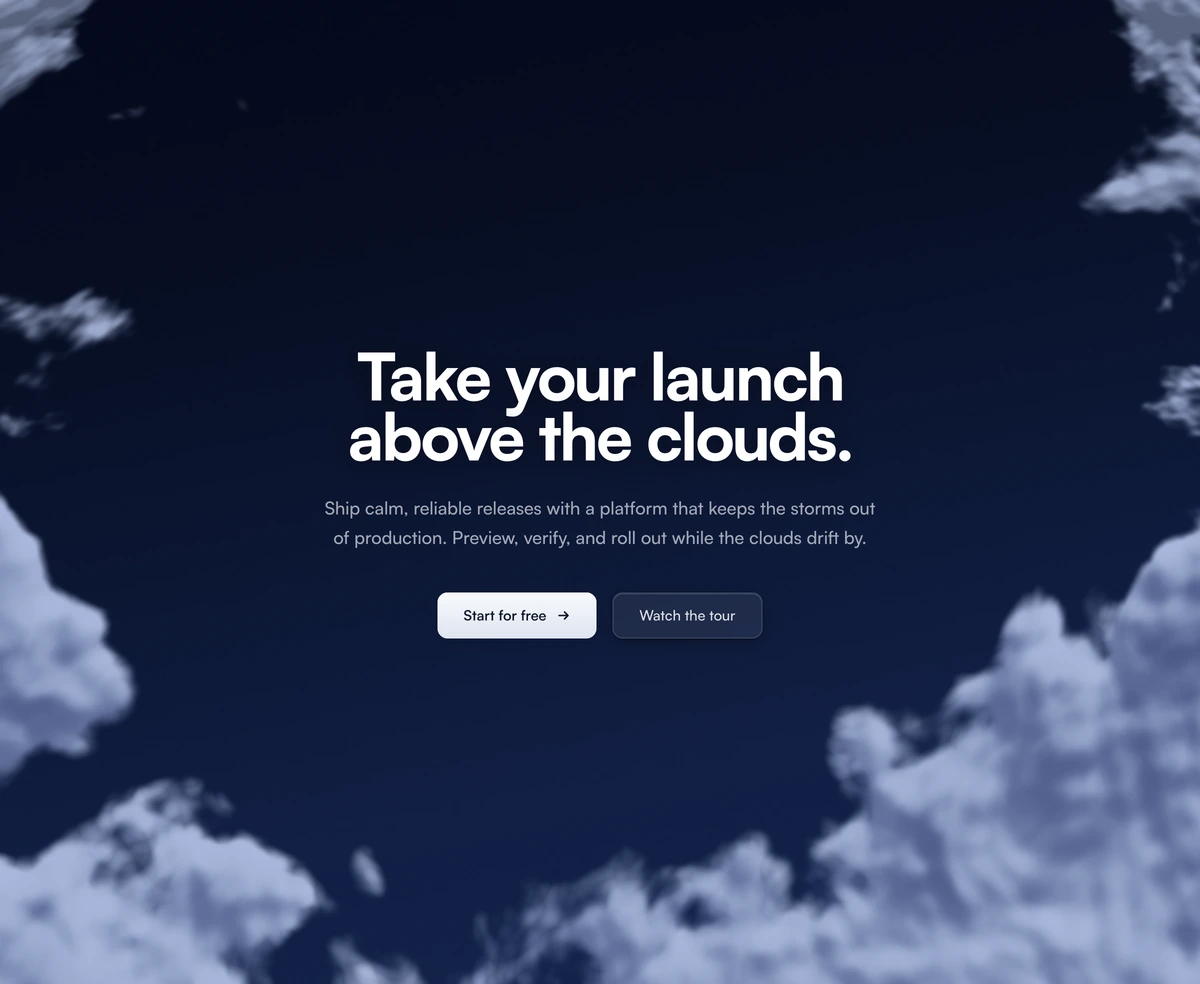 Hero Section With Animated Clouds block preview