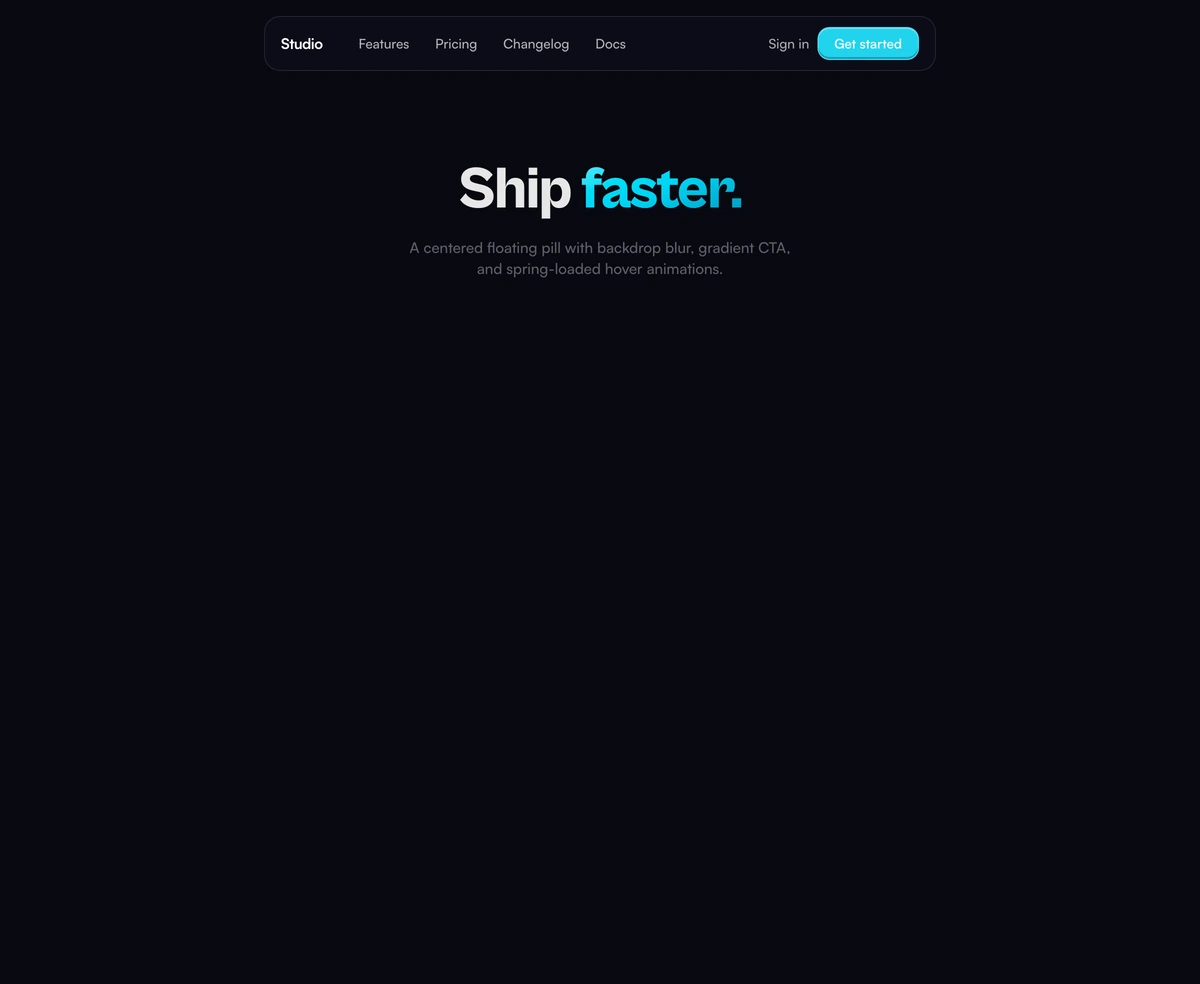 Navbar With Floating Pill block preview
