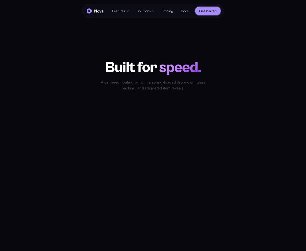 Navbar With Floating Pill Menu block preview