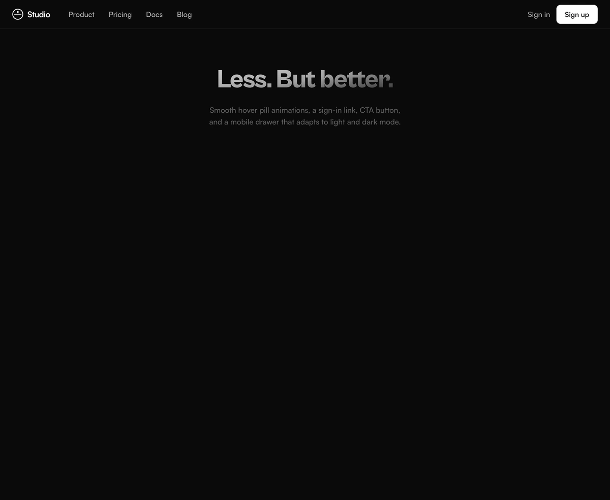 Navbar With Hover Pill Links block preview
