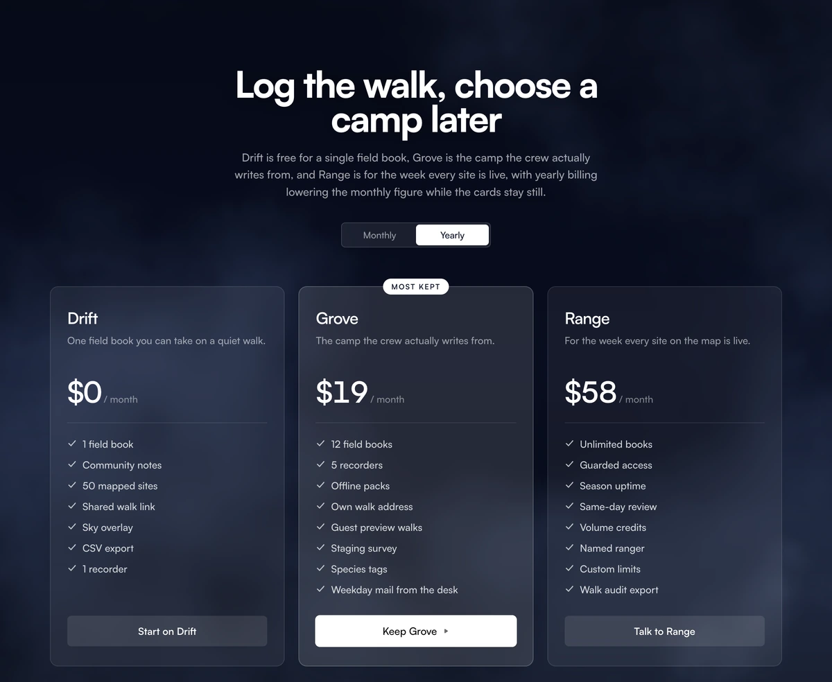Pricing Section With Animated Clouds block preview