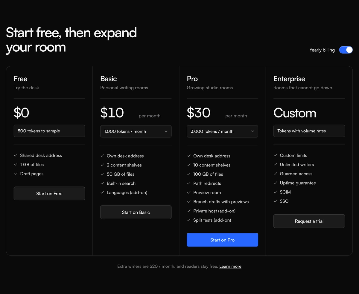 Pricing Section With Credit Plan Columns block preview