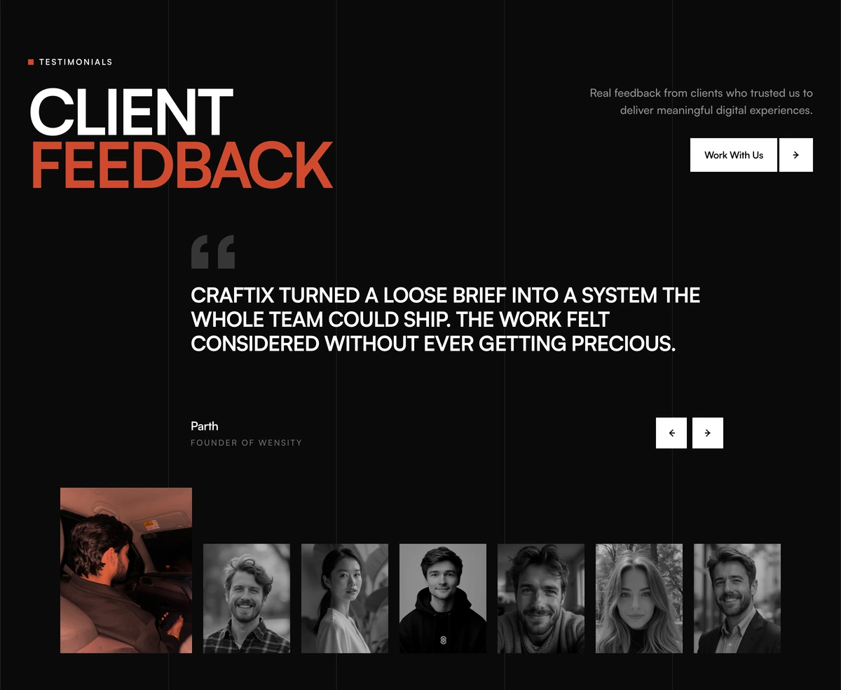 Social Proof Section With Feedback Gallery block preview