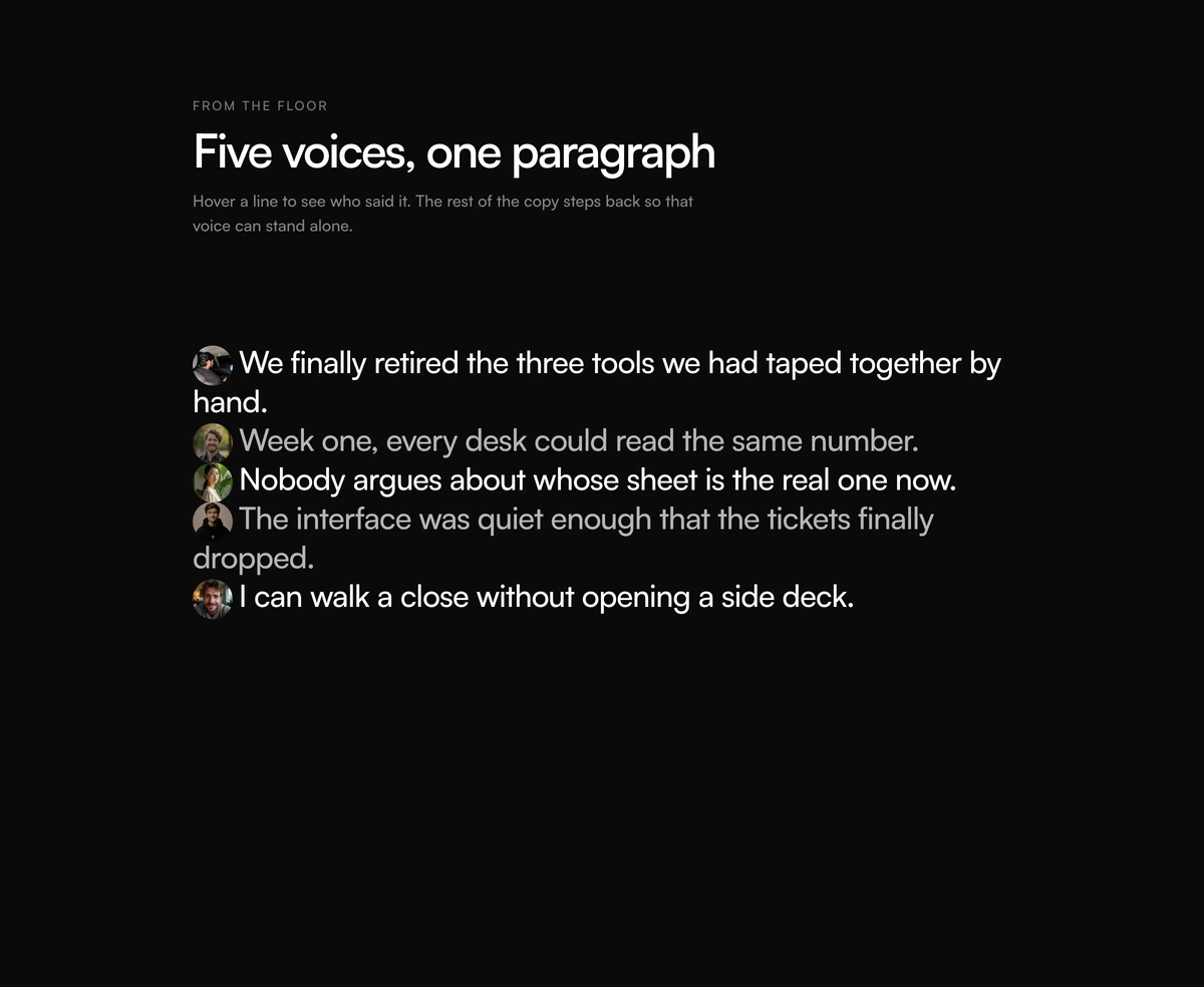 Social Proof Section With Inline Avatar Quotes block preview