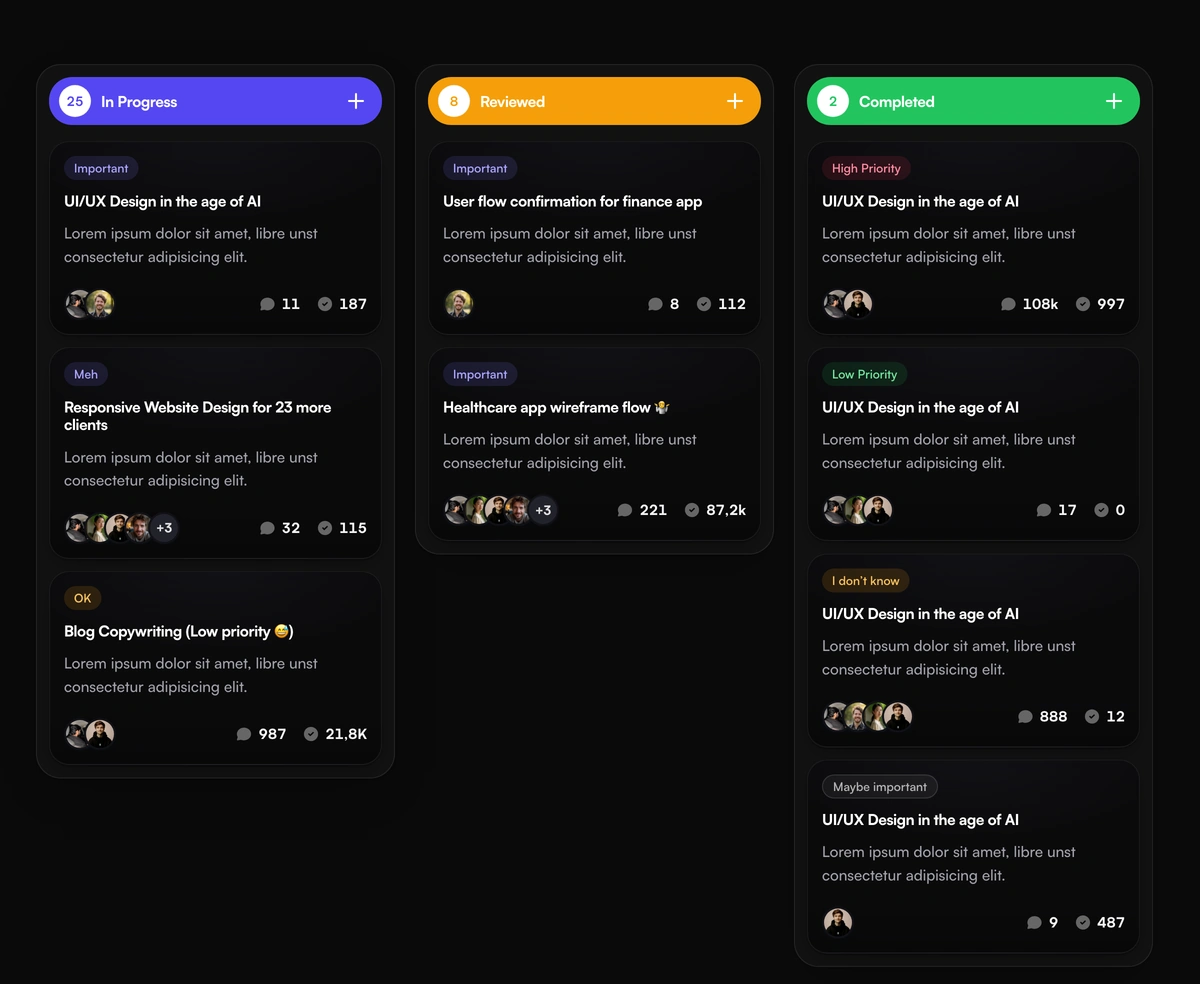 Fluid Drag-and-Drop Kanban component preview