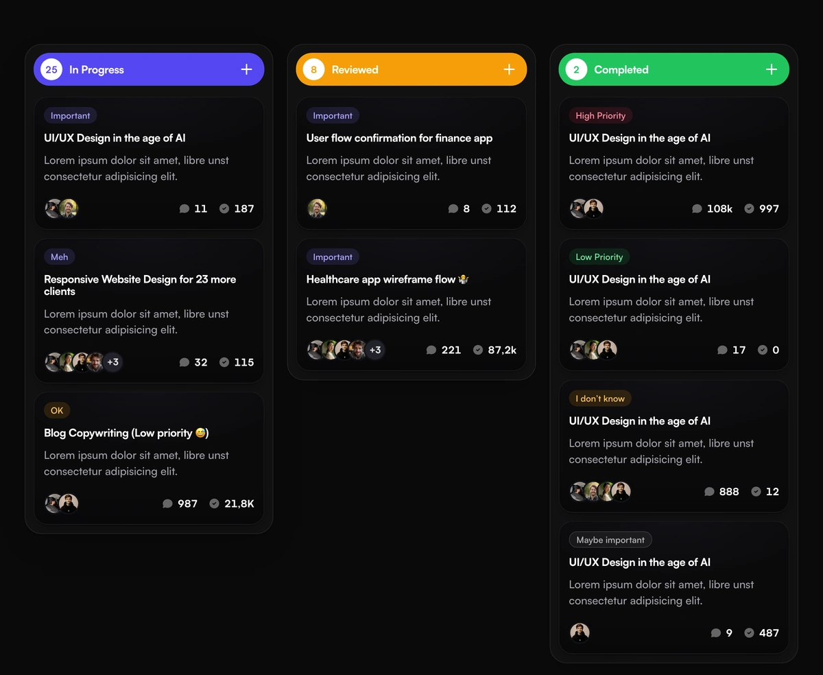 Fluid Drag-and-Drop Kanban component preview
