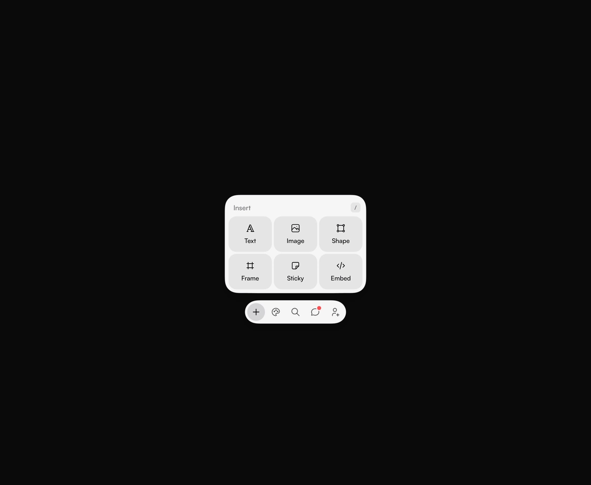 Gooey Floating Toolbar component preview